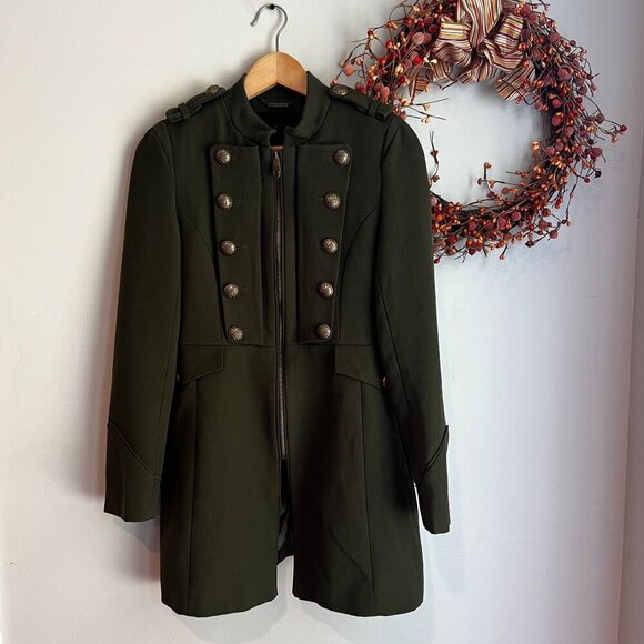 Steve Madden Womens Mid-Length Military Jacket Size SMALL in Army Green - Picture 1 of 13